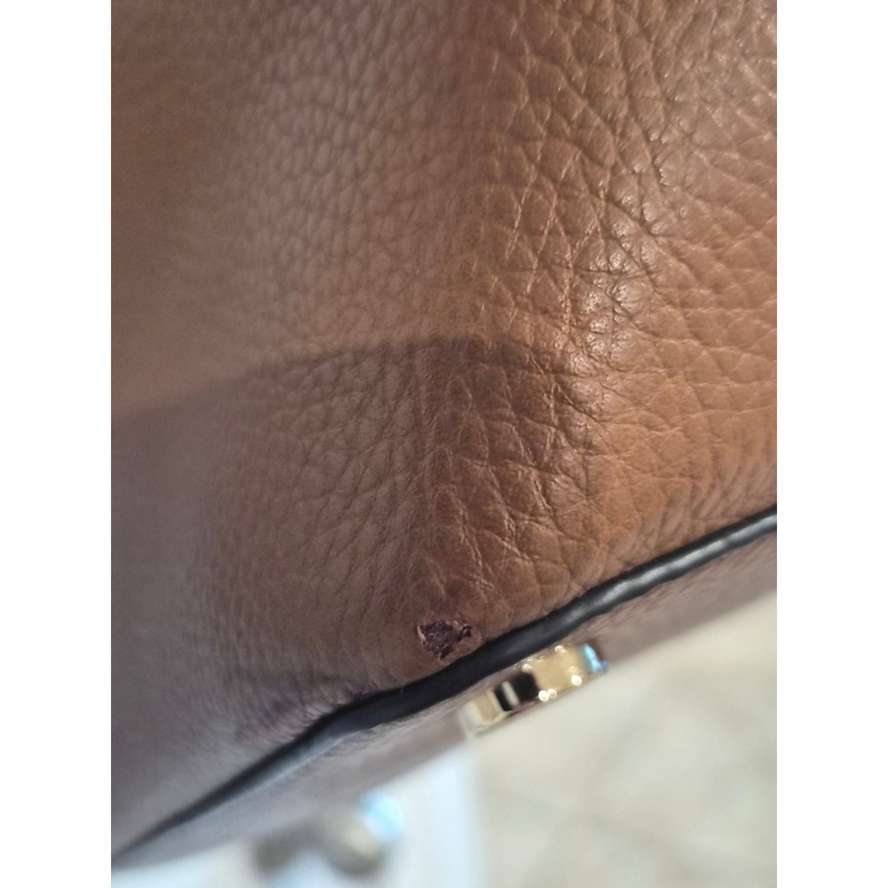 Michael Kors Bedford Medium Pebbled Leather Pocket Tote Bag Acorn Brown Gold - Picture 5 of 13